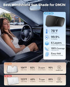 DMJN Front Windshield Sun Shade for Honda CRV (2017-2022), [Nano Ice-Crystal Coatings] UPF50+ Heat & UV Block, Protect Car Interior & Keep Cool, Flodable Steel-Ring Car Cover for Summer - Image 5
