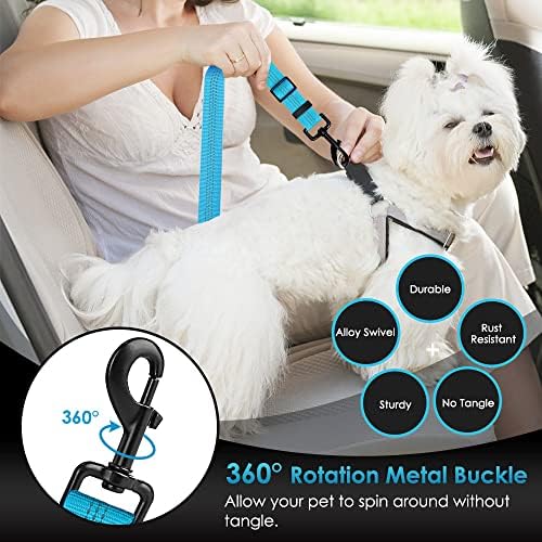 SlowTon Dog Car Seat Belt, 3 in 1 Latch Bar Attachment Dog Safety Seatbelt | Hook Latch Bar& Seatbelt Buckle, Reflective, Heavy Duty Nylon, Durability, Easy of Use, for Travel Riding, Light Blue,27.5" - Image 3