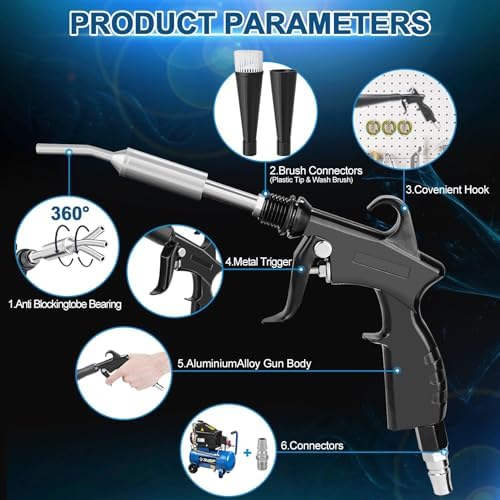 PARAROSE Detailing Car Cleaning Gun Interior Dryer Air Blow Gun, High Pressure Blower Gun, Car Detailing Tools for Quickly Blowing Out Dirt and DustWorking with Air - Image 2