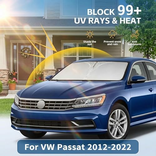 Windshield Sun Shade for VW/Volkswagen Passat 2012-2022 Sunshade Front Window Shade Custom Fit Passat Accessories Sun Visor Foldable Shade Blocks UV Rays Accessories - Image 2