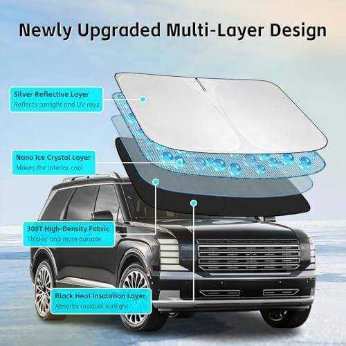 Windshield Sunshade for Hyundai Palisade 2020-2026 Sun Shade - Image 3