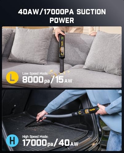 Fanttik Slim V10 Mate Cordless Car Vacuum, 4-in-1 Portable Mini Handheld Vacuum, 17000pa Suction Power, Upgraded Smart Display, 2 Suction Modes for Car, Office Desk, Keyboards - Image 4