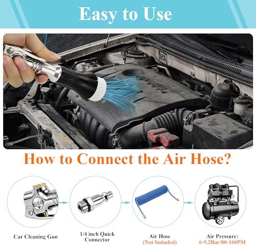 GOCCIDA Mini Tornado Air Blow Gun with Detachable Brush Car Cleaning Kit - Image 3