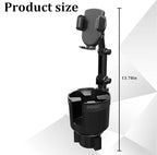 Adjustable Cup Holder Phone Mount 2-in-1 Vehicle Stand Black | Rotatable retractable base, abs construction, anti-slip pads, fits most cars, SUVs, and trucks, automotive accessories - Image 2