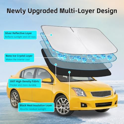Windshield Sun Shade for Nissan Sentra 2007-2019 Sunshade - Image 3
