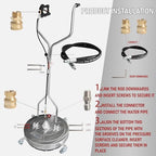 Hourleey 30" Pressure Washer Surface Cleaner with Dual Handles, Stainless Steel Surface Cleaner with 4 Wheels for Driveways, Pathway, Sidewalks, Patios, Decks, 4500 PSI with 3/8" Quick Connector Kit - Image 3