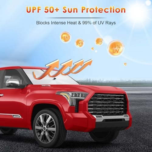 for Windshield Sunshade Umbrella for 2022-2026 Toyota Tundra 3rd Gen Custom Fit Windshield Sun Protector Cover 6-Layer Heat-Resistant Fabric, Ultra-Strong Fiberglass Frame (for 2022-2026 Tundra) - Image 3