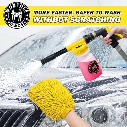 Wontolf Car Wash Foam Gun Foam Sprayer - Foam Cannon Garden Hose- Car Wash Kit - Snow Foam Blaster with Microfiber Wash Mitt + Storage Bag - Car Accessories for Men - Image 2