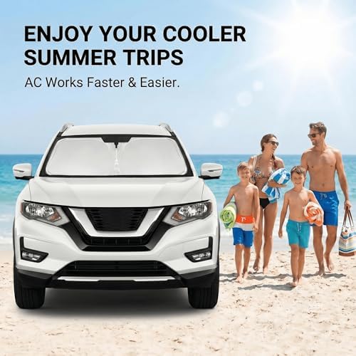 for Nissan Rogue 2014-2020 Windshield Sun Shade Front Window Shade Custom Fit Rogue Accessories Sun Visor Foldable Shade Blocks UV Rays Summer Must Have Car Accessories - Image 4
