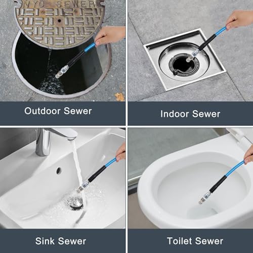 50FT Sewer Jetter Kit for Pressure Washer 5800PSI Drain Cleaner - Image 3