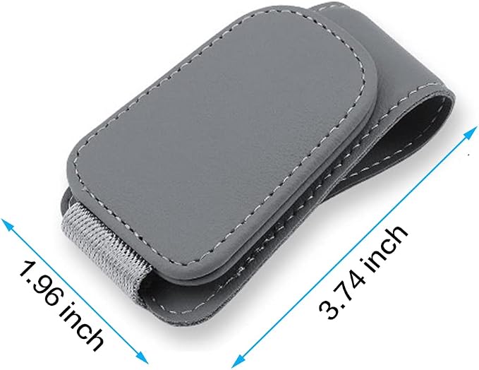 Sunglass Holder for Car Sun Visor, Magnetic Eyeglass Hanger Clip for Car Visor, Leather Car Glasses Mount, Car Interior Visor Accessories (Grey-1Pcs) - Image 2