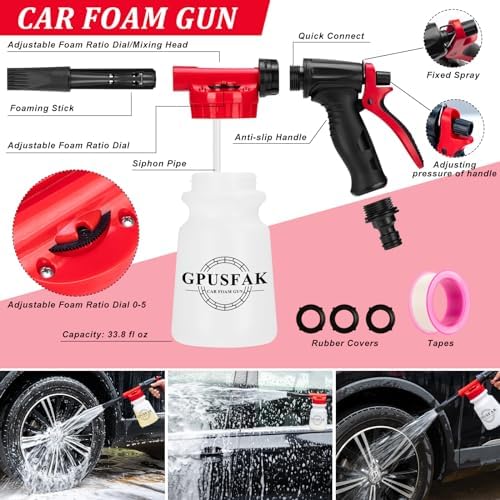 42Pcs Car Wash Cleaning Kit with Foam Gun Sprayer Detailing Brushes Car Vacuum Windshield Cleaning Tool Tire Brush Towels Complete Interior Exterior Detailing Set for Car - Image 3