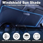 Windshield Sun Shade, Foldable Front Window Shades Cover for Windshield Sun Visor Protector, Keep Car Interior Cool, Universal Fit for Mini Compact Car Hatchback (55.12" x 27.56 ") - Image 3