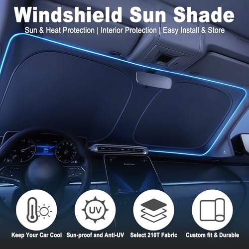 Windshield Sun Shade, Foldable Front Window Shades Cover for Windshield Sun Visor Protector, Keep Car Interior Cool, Universal Fit for Mini Compact Car Hatchback (55.12" x 27.56 ") - Image 3