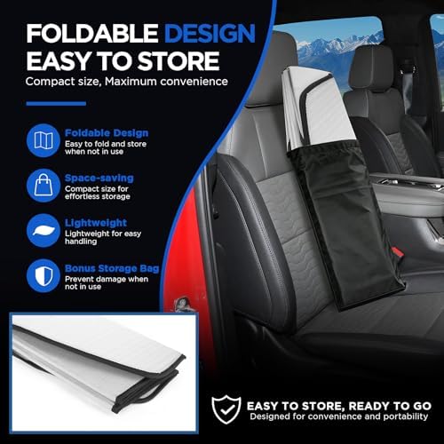 MAIKER Windshield Sunshade Compatible with Chevrolet Silverado 2019-2025 - Image 4
