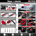 32Pcs Red Car Detailing Kit – Brush Set & Cleaning Kit with Drill Brush, Polishing/Waxing Pads, Interior/Exterior Tools for Wheels & Windshield – Portable Handbag - Image 3