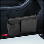 Car Side Door Organizer, Leather Auto Back Seat Storage Pouch with Cup Holder, Car Console Side Trash Can, Universal Vehicle Interior Organizer Pocket for Phone, Coin, Sunglasses (Black) by Unknown