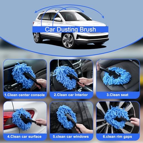 Windshield Cleaner Tool, 14Pcs Car Interior Cleaning Kit, Car Detailing Kit Interior Cleaner, Car Detailing Brushes, Car Cleaning Gel, Inside Cleaning Supplies Accessories for Women Men - Image 6
