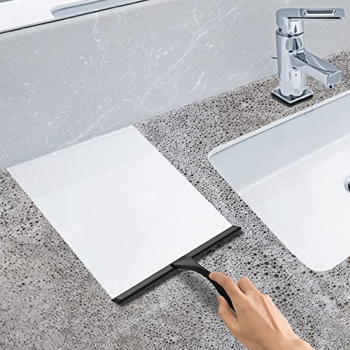 All-Purpose Stainless Steel Shower Squeegee for Shower Doors with 2 Adhesive Hooks, Bathroom Cleaner Tool Household Window Mirror Squeegee for Home Cleaning, Glass Door, Tile Wall, Car, 12 Inch Black - Image 5