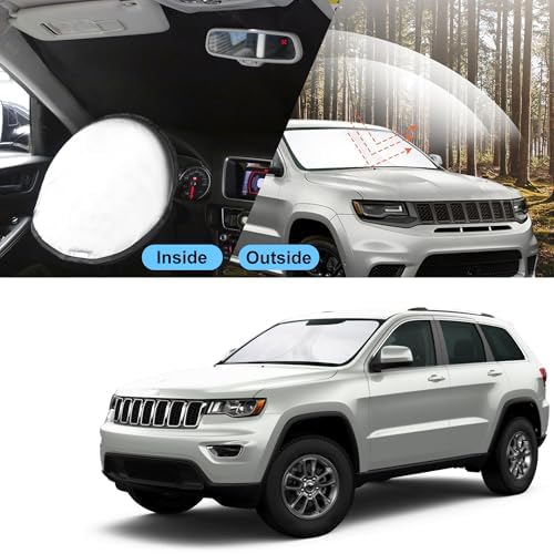 TINGLU Sun Shade for Jeep Grand Cherokee 2011-2021(NOT for Grand Cherokee L&Jeep Cherokee) Accessories Windshield Sun Shade Window Shade UV Rays Protection Sun Visor Cover - Image 6