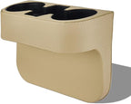 Car Cup Holder, PU Leather Auto Seat Gap Filler Organizer (Beige) | Multifunctional Vehicle Cup Drink Holder, Front Console Storage Box for Coin Cellphone Sunglasses, Universal Car Accessories by Unknown