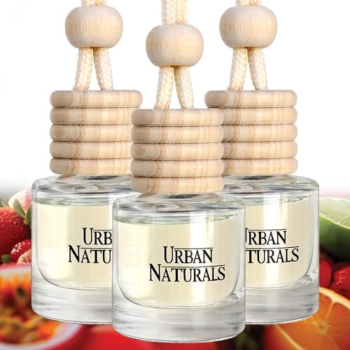 Urban Naturals Car Air Freshener Diffuser 3 Pack - Tropical Escape Essentials Scent, 45+ Days Long Lasting Fragrance, Made in USA, Glass & Wood, Hanging Design + Vent Cip, Easy to Use by UrbanNaturals