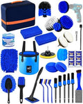Car Cleaning Kit：40 Pcs Interior Windshield and Window Cleaner Detailing Set；Wheel & Tire Brush；Car Wash Mitt；Cleaning Bucket；Total Care Supplies；Towels；Automotive Tools by IMPROVEQUALITYINDETAILS