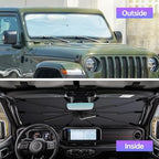 [2025 Upgraded] Windshield Sun Shade Umbrella - Foldable Car Sunshade for Jeep Wrangler/Gladiator, for Toyota 4Runner/Land Cruiser, Front Window Sun Shade UV Block & Heat Shield(Small-55"x23") - Image 4