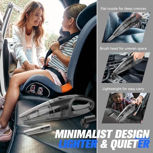 Handheld Vacuum Cordless Rechargeable with LED Light, Car Vacuum Portable Cordless, Hand Vacuum Cleaner Car Seats, Home, Quick Cleanup, Strong Suction, Lightweight, Includes Crevice Nozzle & Brush - Image 7