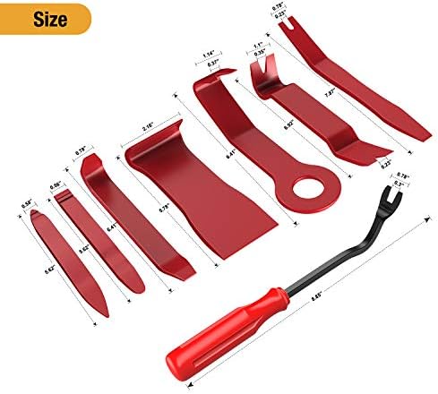 GOOACC 8PCS Auto Trim Scratch Removal Tool Car Audio Dash Panel Window Molding Fastener Remover Tool Kit-Red - Image 2