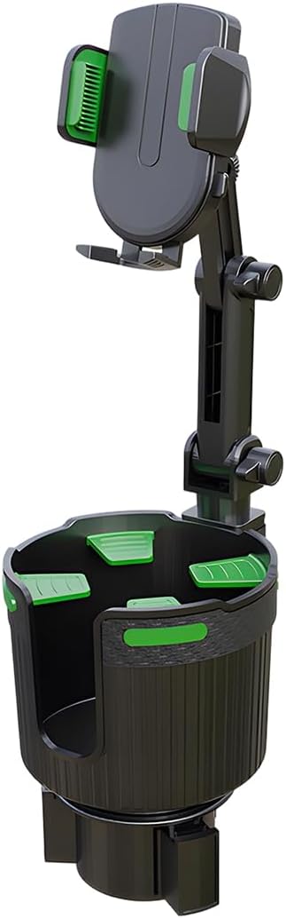 Adjustable Cup Holder Phone Mount 2-in-1 Vehicle Stand Green | Rotatable retractable base, abs construction, anti-slip pads, fits most cars, SUVs, and trucks, automotive accessories - Image 7