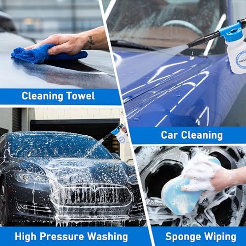 Blue Car Wash Foam Gun Sprayer Kit with Sponge & Towel, Snow Foam Blaster for Car & Garden Cleaning - Image 5