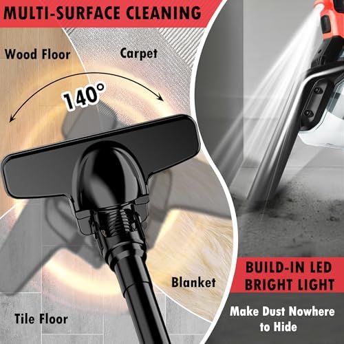 Cordless Vacuum Cleaner for Milwaukee M18 Battery, 5 in 1 Cordless Vacuum with 500W Brushless Motor Max 18000r/Min，50CFM 100AW Handheld Vacuum Cordless for Floor, Carpet, Car，Furniture(No Battery) - Image 3