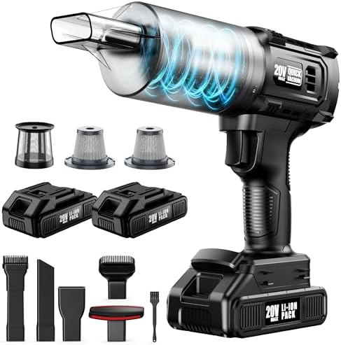 Car Vacuum Cordless, 35000PA Strong Suction Handheld Vacuum with 2 Detachable Batteries, 60Min Runtime Portable Vacuum Cleaner for Car Detailing, Pet Hair, Home Couch & Office, 350ML XL Dust Cup by CarVacuum
