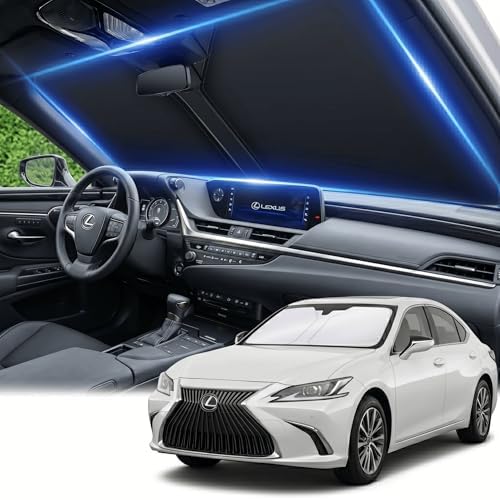 Windshield Sun Shade for Lexus ES 2019-2024 2025 2026 Front Window Shade Custom Fit ES250 ES300h ES350 Sun Visor Foldable Shade Blocks UV Rays Summer Must Have Car Accessories by AuyNeas