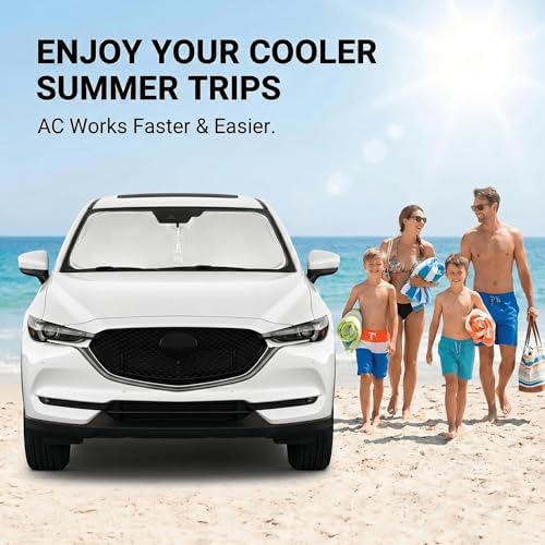 Windshield Sun Shade for Mazda CX5 CX-5 2017-2024 2025 2026 Front Window Shade Custom Fit CX5 Accessories Sport, Touring, Grand Touring,Crossover Sun Visor Foldable Shade Blocks UV Rays Accessories - Image 4