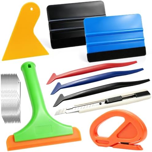Umaki Vehicle Vinyl Wrap Tool Kit, Window Tint Application Kit, Car Window Film Install Kit, with Window Squeegee, Plastic Squeegee, Edge Wrap Squeegee, Retratable Knife & 9mm Blades, Razor Cutter by Umaki