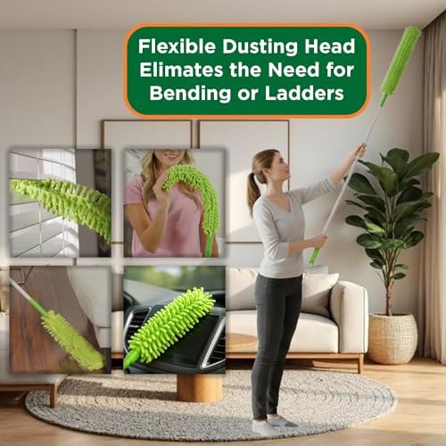 Blade Maid Ceiling Fan Blade Cleaner & Duster | Extendable Pole for High Ceilings, Moldings, Blinds, Walls & Cars, Corner Cleaning Tool, with Reusable Microfiber Pads | Size 3 feet (Pack of 1) - Image 4