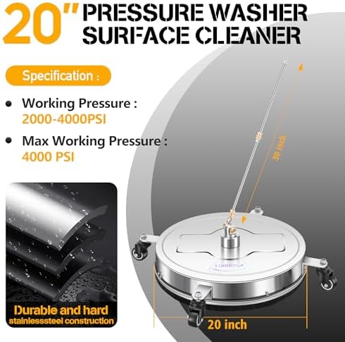LidoDola 20'' Pressure Washer Surface Cleaner, Power Washer Accessory - Image 4