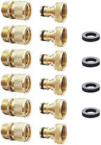 HQMPC Garden Hose Quick Connect Solid Brass Quick Connector 3/4 inch GHT (6 Sets) by HQMPC