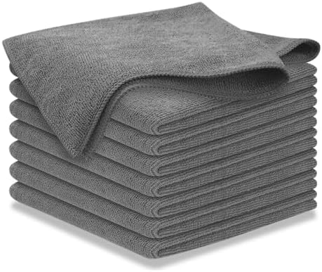 USANOOKS Microfiber Cleaning Cloth Grey - 8 Pcs (12.5"x12.5") - High Performance - 1200 Washes, Ultra Absorbent Microfiber Towel Weave Grime & Liquid for Streak-Free Mirror Shine - Car Washing Cloth by USANOOKS
