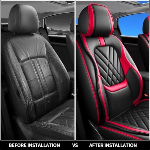 Fit Renegade Car Seat Covers Compatible with Jeep Renegade 2015-2021 2022 2023-Premium Leather,Waterproof,Breathable,Airbag Compatible &All-Weather Seat Cushion Protecto(Full Set,Red) - Image 7