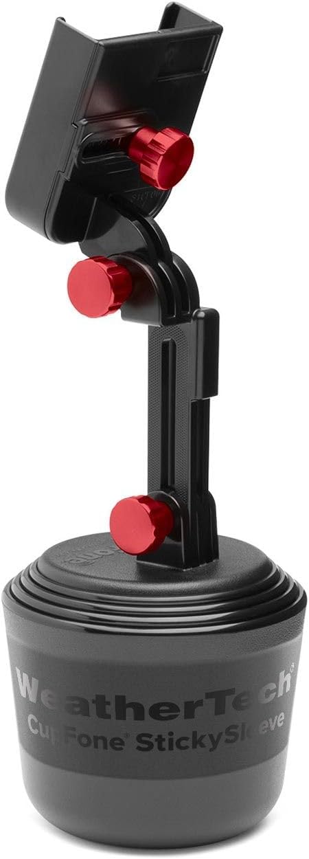 WeatherTech CupFone with Extension – Adjustable, Universal Cup Holder Cell Phone Mount Car & Truck Accessory – Best Design for iPhone & Smartphone Charging – Red Metal Knobs by WeatherTech