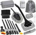Windshield Cleaner Tool, 18Pcs Car Interior Detailing Brush Set, Inside Windshield Cleaning Kit with 200g Cleaning Gel, Duster Brush, 2 Microfiber Pads, Car Detailing Supplies for Men (Gray) by Viewmax