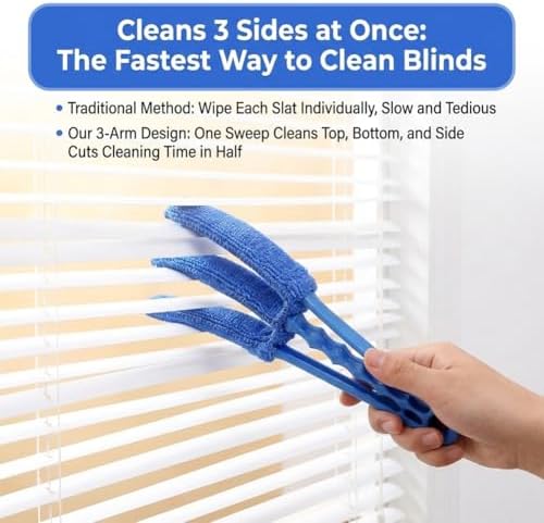 2PCS Blind Cleaner Brushs with 7 Reusable Microfiber Sleeves Brush, Window Blind Duster Tool Blind Cleaner Tool for Window, Car Air Condition, Fans, Exhaust Vent - Image 2