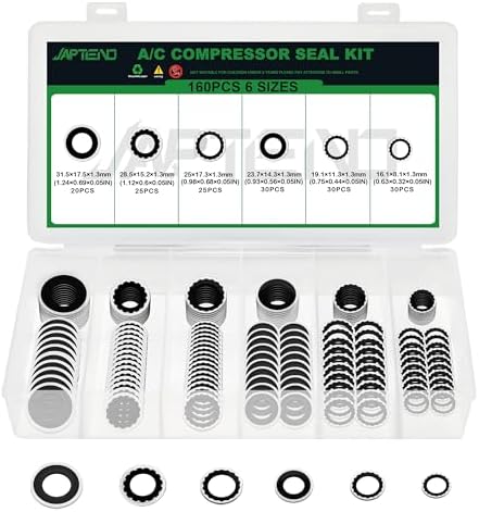 160PCS Air Conditioning Compressor Seal Washers Kit, A/C Gaskets by Japtend