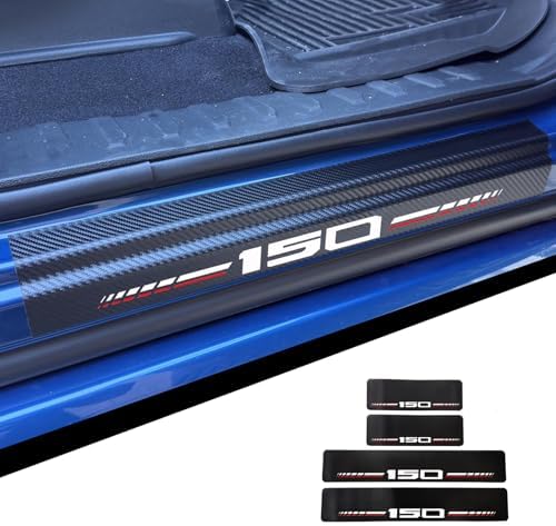 Car Door Sill Protectors for Ford F-150 F150 2015-2026 Accessories, White | Thick Carbon Fiber， Door Sill Scuff Plate Cover， Anti-Scratch Door Entry Guard，Car Door Decoration ，Cover Scratches by Unknown