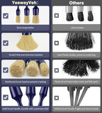YeewayVeh 3PCS Car Detailing Brush Set, Boars Hair Bristles Brushes, Indigo - Image 6