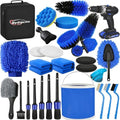 Qydipclin 29Pcs Car Detailing Kit, Car Detailing Brush Set, Car Wash Cleaning Kit, Car Detailing Brushes, Professional Car Care Kit for Interior Exterior Wheels, Blue by Qydipclin