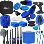 Qydipclin 29Pcs Car Detailing Kit, Car Detailing Brush Set, Car Wash Cleaning Kit, Car Detailing Brushes, Professional Car Care Kit for Interior Exterior Wheels, Blue by Qydipclin